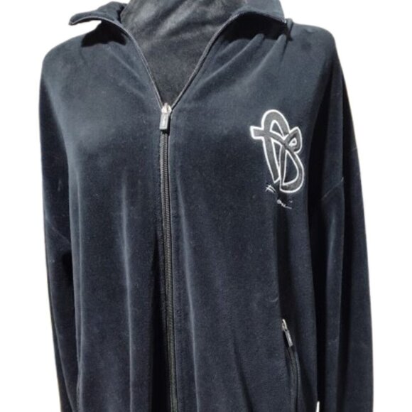 Fubu Velour Zip Up Hoodie Black Men but Could be Unisex Size  Medium Black - Picture 1 of 10